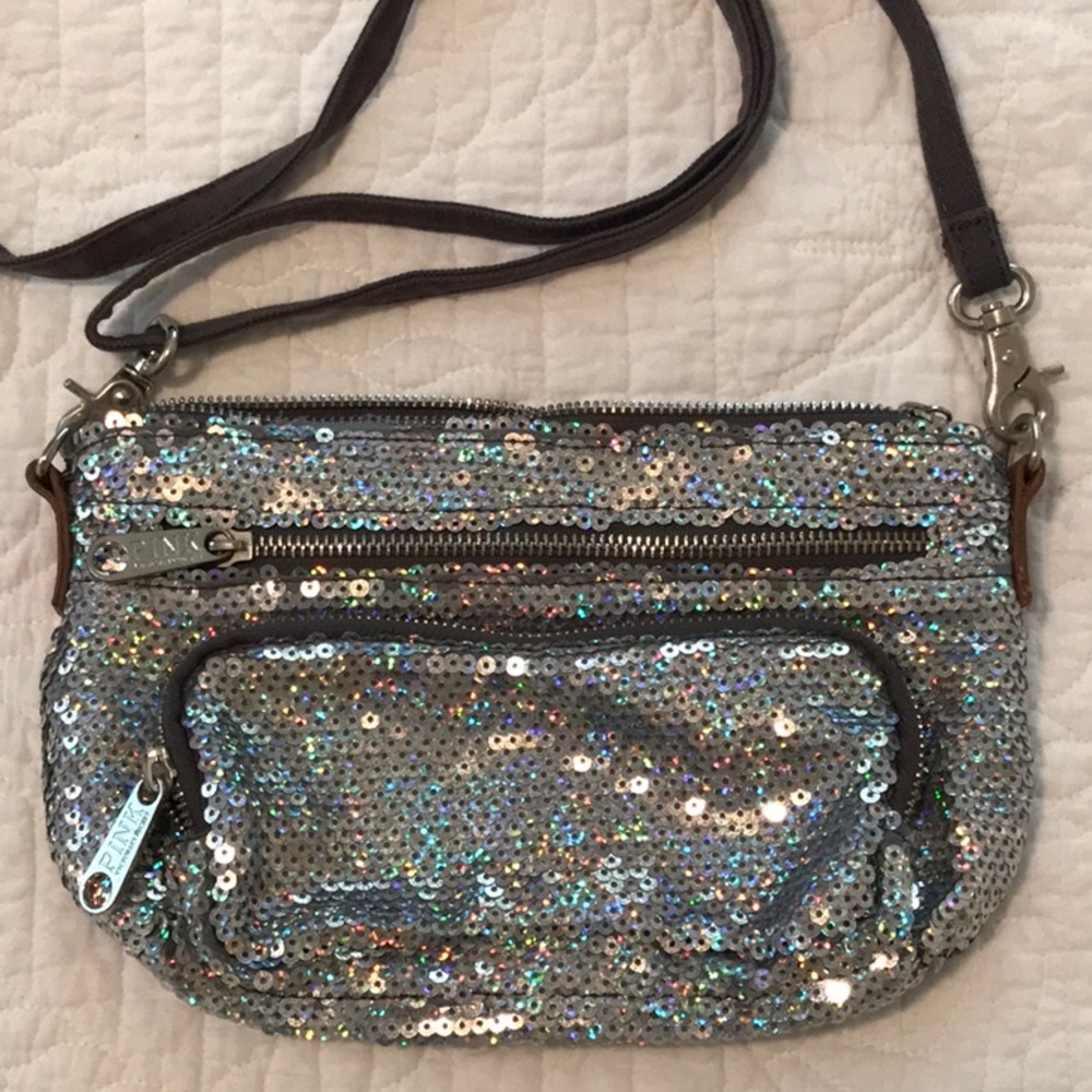 PINK silver sequin purse